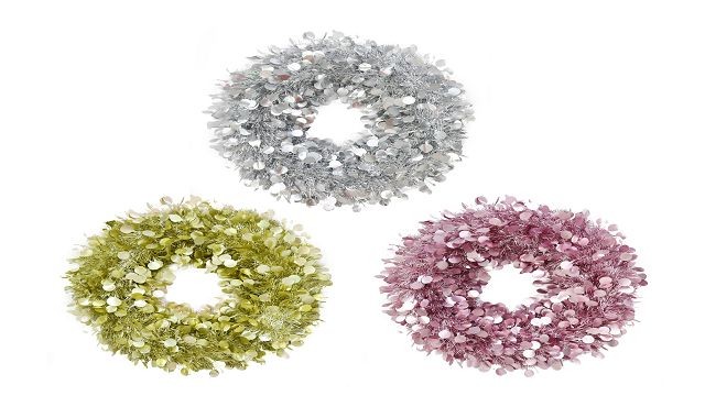 23X13, XD2202, TINSEL WREATH MATTE DOTS 45cm Asst