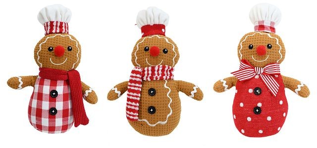 24X11, XD3682, GINGERBREAD CUTE n CHUBBY w/BUTTONS 30cm Asst