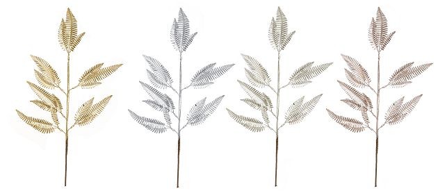24X16, XD3703, MATTE METALLIC FERN LEAF 70cm Asst