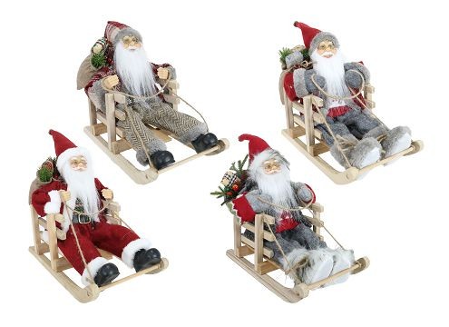 24X24, XD4426, VINTAGE SLEIGH SANTA 30cm Asst