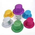 Craft Hat High Top Glitter Covered PVC Children's 28.5cm x 24cm x 12cm Pink, Purple, Light Blue, Green, Yellow & Silver