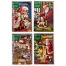55737, Xmas Cards Box 10 115x177mm Textured Foil Santa