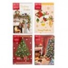55738, Xmas Cards Box 10 115x177mm Textured Foil Traditional