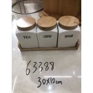 63388, tea coffee sugar jar set D10cm white