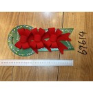 25X21, 69614, Xmas Bow Flocked 3pc  9cm*11cm