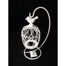 12x28cm WHI MET HANG B/CAGE HLDR W/BIRD 
