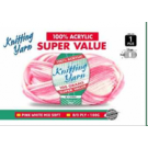 WIN-163, 1pce Knitting Yarn-8 Ply-100g-MixPink/Wh