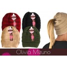 WIN-1906, 1Pce Ladies Knitted Pony Tail Beanie