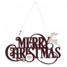 X236864, Xmas X236864, Xmas FLOCKED BURGUNDY MERRY CHRISTMAS SIGN 32CM
