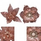 X237823, Xmas X237823, Xmas 2A TAUPE POINSETTIA, MAGNOLIA W/CLIP