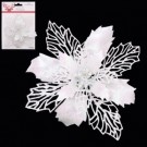 X240656, Xmas X240656, Xmas WHITE IRIDESCENT POINSETTIA W/CLIP 15CM