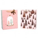 21X1, X264904, 2PK SMALL HOT STAMPING GIFT BAG PINK MORDEN