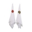 25X38, X423158, 2A 4PK POINSETTIA & HOLLY LEAF NAPKIN RING
