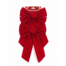  RED FLOCKED BOWS 2PC 35x23cm 