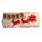  VINTAGE MDF PLANK SANTA W/JUTE FLAGS 