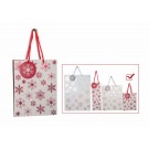  GIFTBAG SNOWFLAKES/STARS FOIL RED/SILVER S 