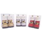 GLITTER HANGING BOOTS 2PC TINSEL TRIM