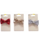 GLITTER BOW HAIR CLIP 3ASST