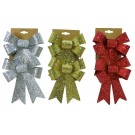 20X23, XB2835, GLITTER DLX BOW MED 2pc 3ASST