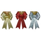 X21, XB2836, GLITTER DLX BOW LGE 1pc 3ASST