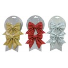 X7, XB2841, GLITTER BOW W/SEQ STARS 2pc 3ASST