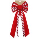 20X21, XB2848, RED FLOCKED BOW W/CANDY STRIPES